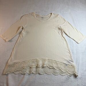Old Navy Cream Tunic with Lace Hem